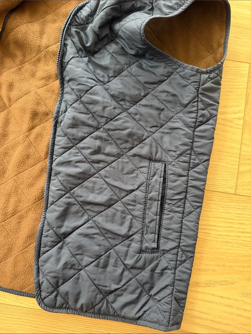 Peter Millar Youth/ Kids Quilted Slate Blue Vest with Brown Lining
